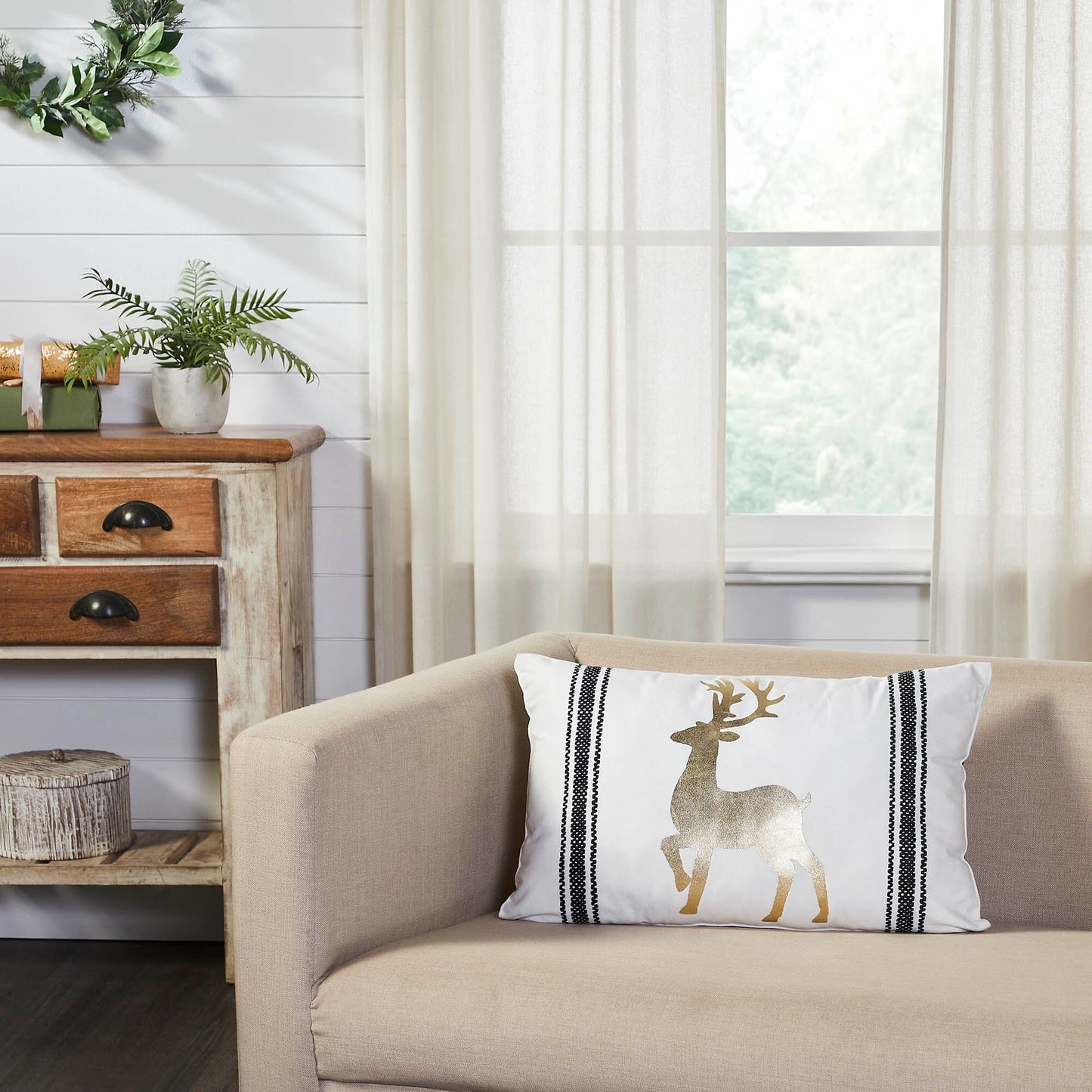 Wintergleam Reindeer Pillow 14x22"