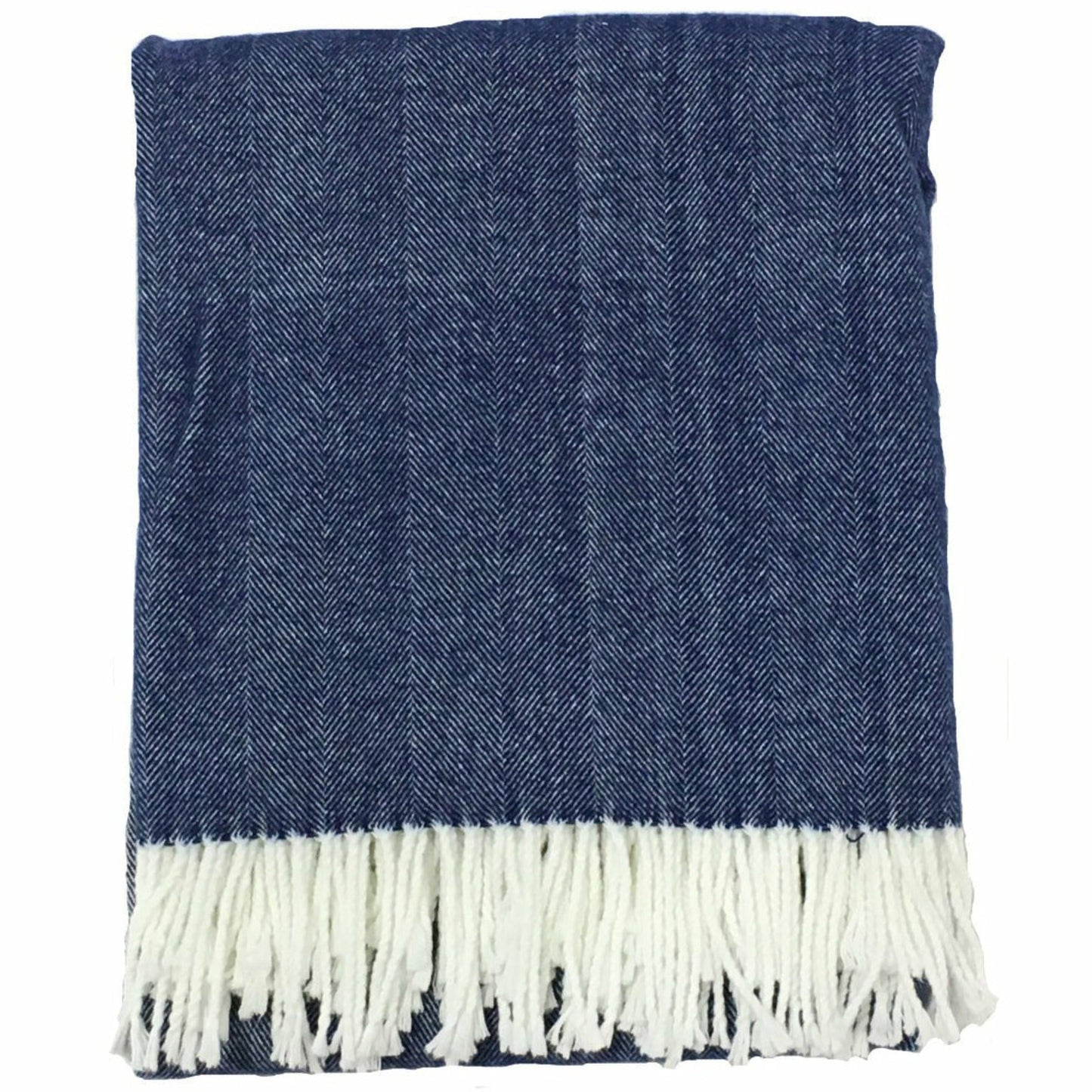 Alashan Adirondack Herringbone Throw Main Harbor Blue Fine Linens