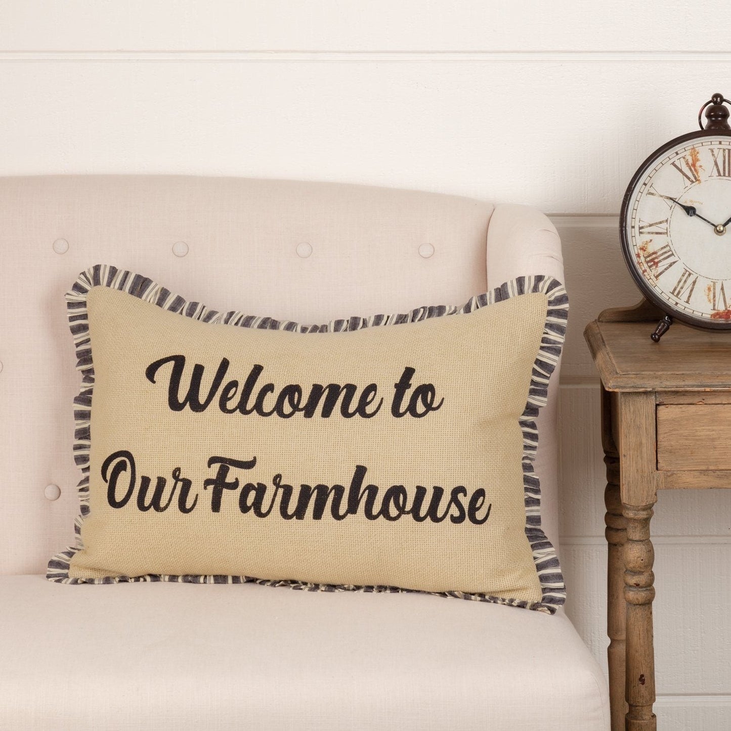 Ashmont Burlap Vintage "Welcome to Our Farmhouse" Pillow 14x22"