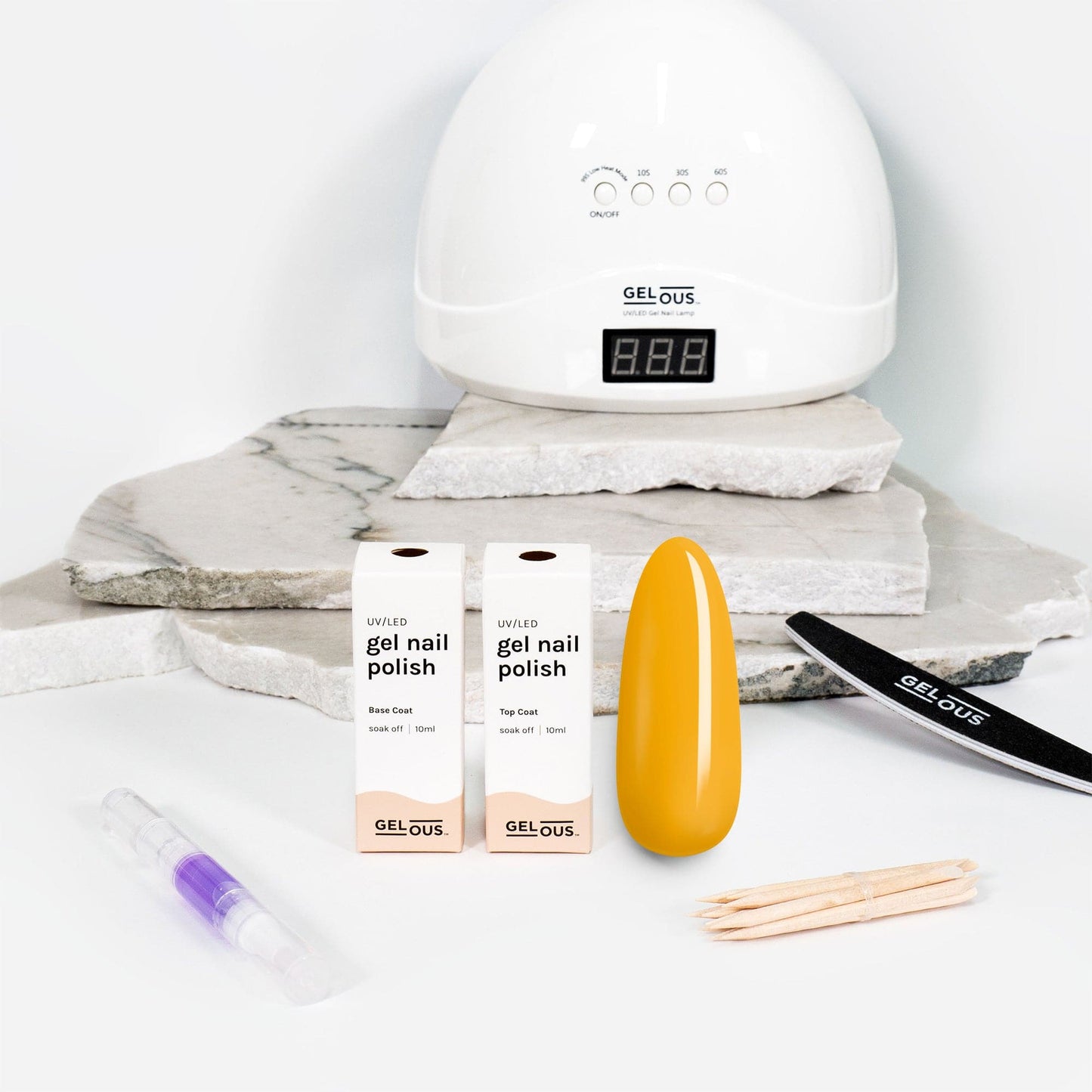 Gelous gel nail polish Colonel Mustard Essentials Pack - photographed in New Zealand