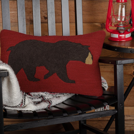 Wyatt Bear Hooked Pillow 14x22" Filled