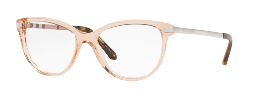 burberry BE2280 optical prescription eyewear luxury glasses europe brand england made in italy ladies female women cat eye classic sophisticated uplight 3358 transparent peach pink