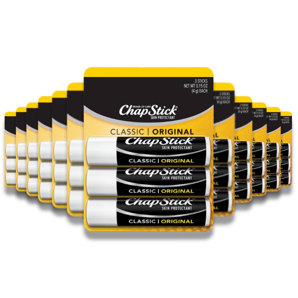 ChapStick - Classic Lip Balm Tube, Original Flavor, 3 Pack Each - 0.15 Oz - 12 Pack
