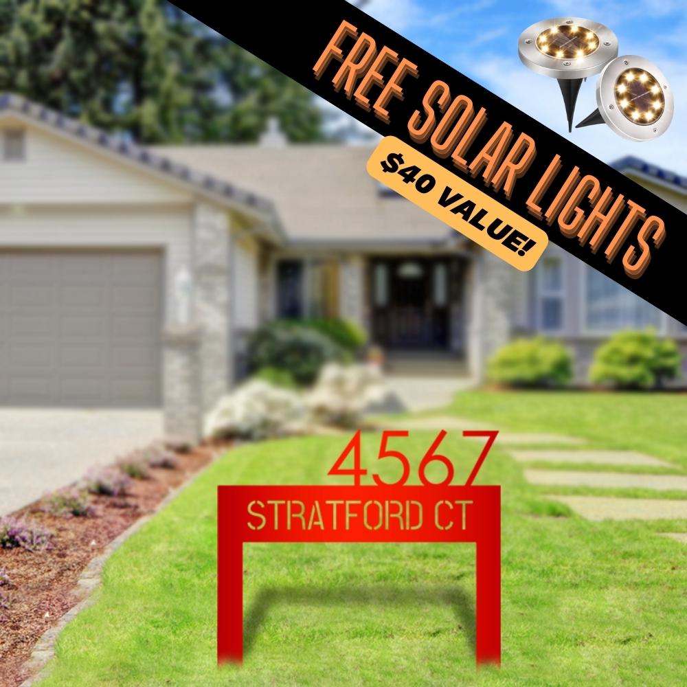 Classic Address Yard Sign (+ FREE Solar Lights)