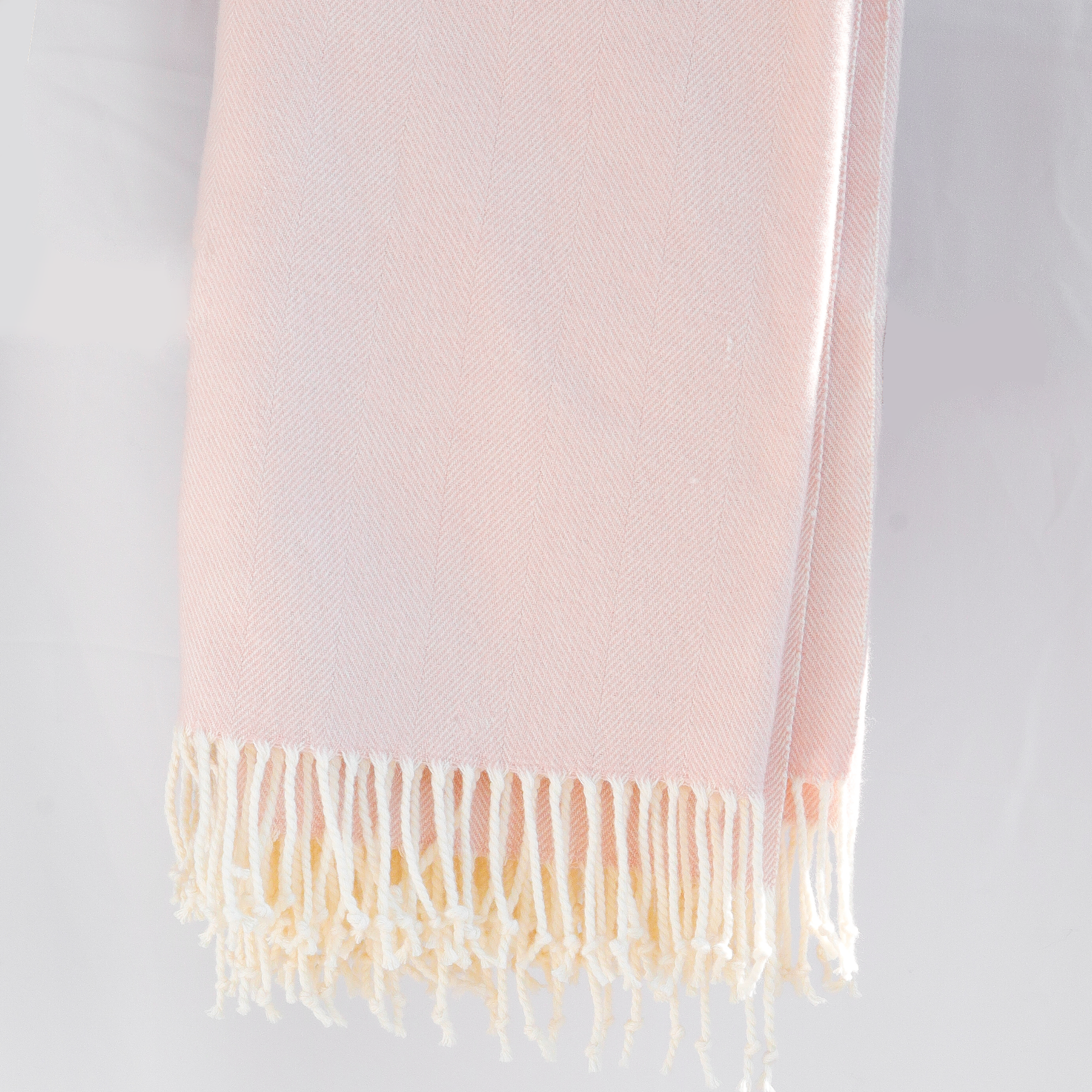 Alashan Adirondack Herringbone Throw Main Folded and Hung Rose Fine Linens