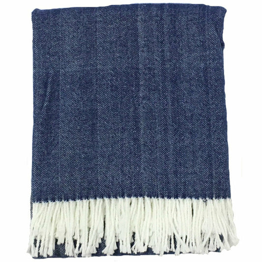 Alashan Adirondack Herringbone Throw Main Harbor Blue Fine Linens