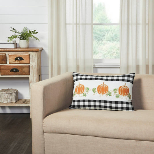 Annie Black Buffalo Check Pumpkin Patch Pillow 14x22"
