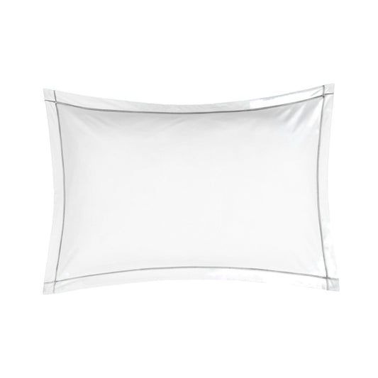 Silo of BOVI Classic Hotel Bedding Standard Sham White/Grey Fine Linens