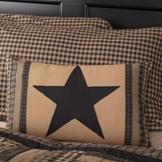 Black Check Star Pillow 14x22" Filled
