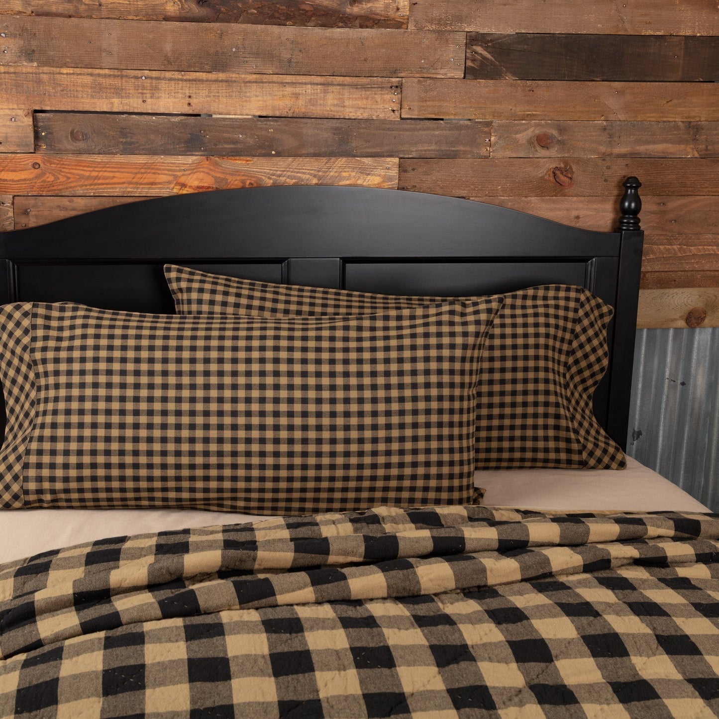 Black Check King Pillow Case - Set of 2