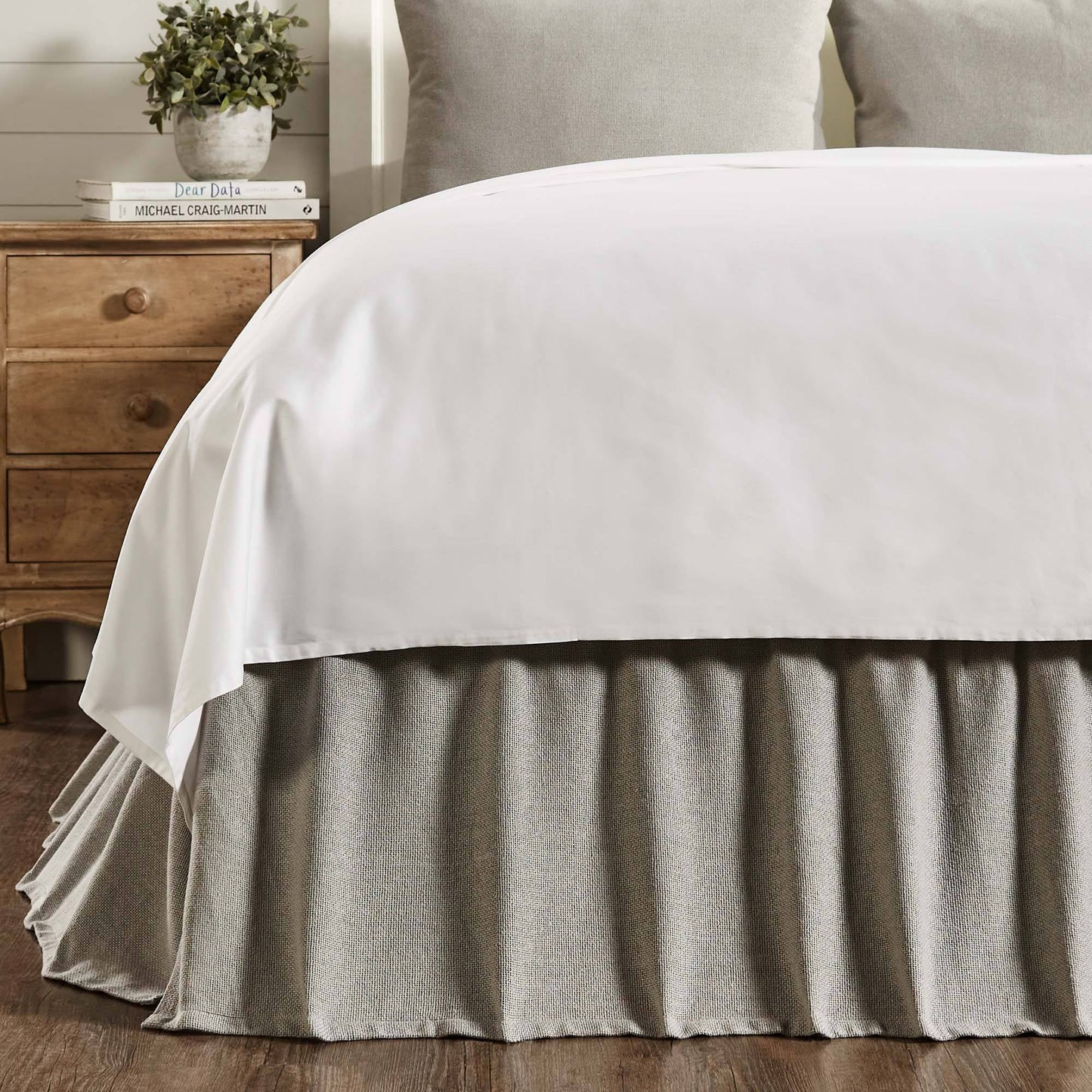 Burlap Dove Grey Ruffled Bed Skirt