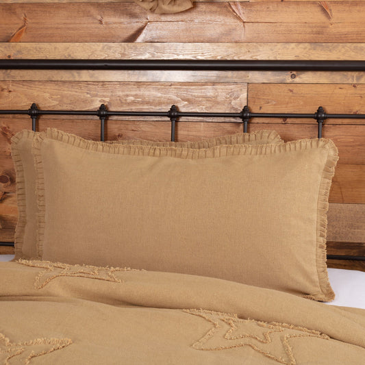 Burlap Natural Ruffled King Sham 21x37"