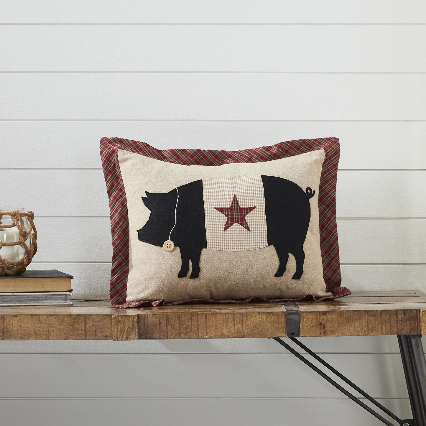 Cider Mill Primitive Pig Pillow 14x18" Filled