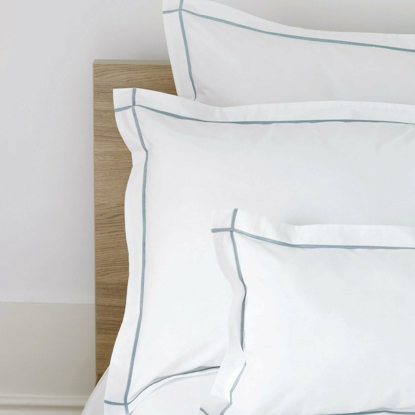 BOVI Classic Hotel Bedding Sham Sizes White Blue Fine Linens