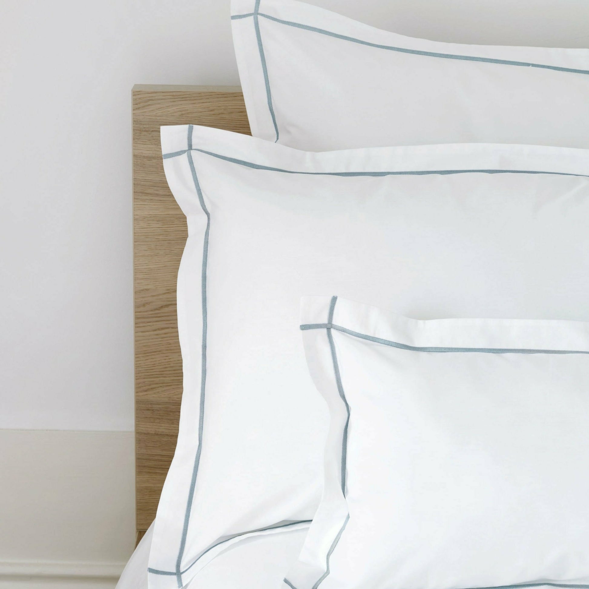 BOVI Classic Hotel Bedding Sham Sizes White Blue Fine Linens