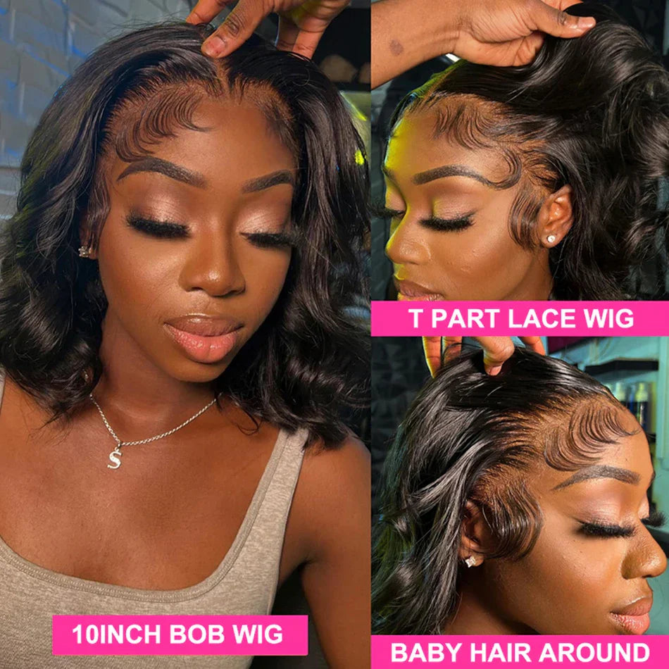 Body Wave Short Bob Wig Transparent 13X4 Lace Front Human Hair Wigs