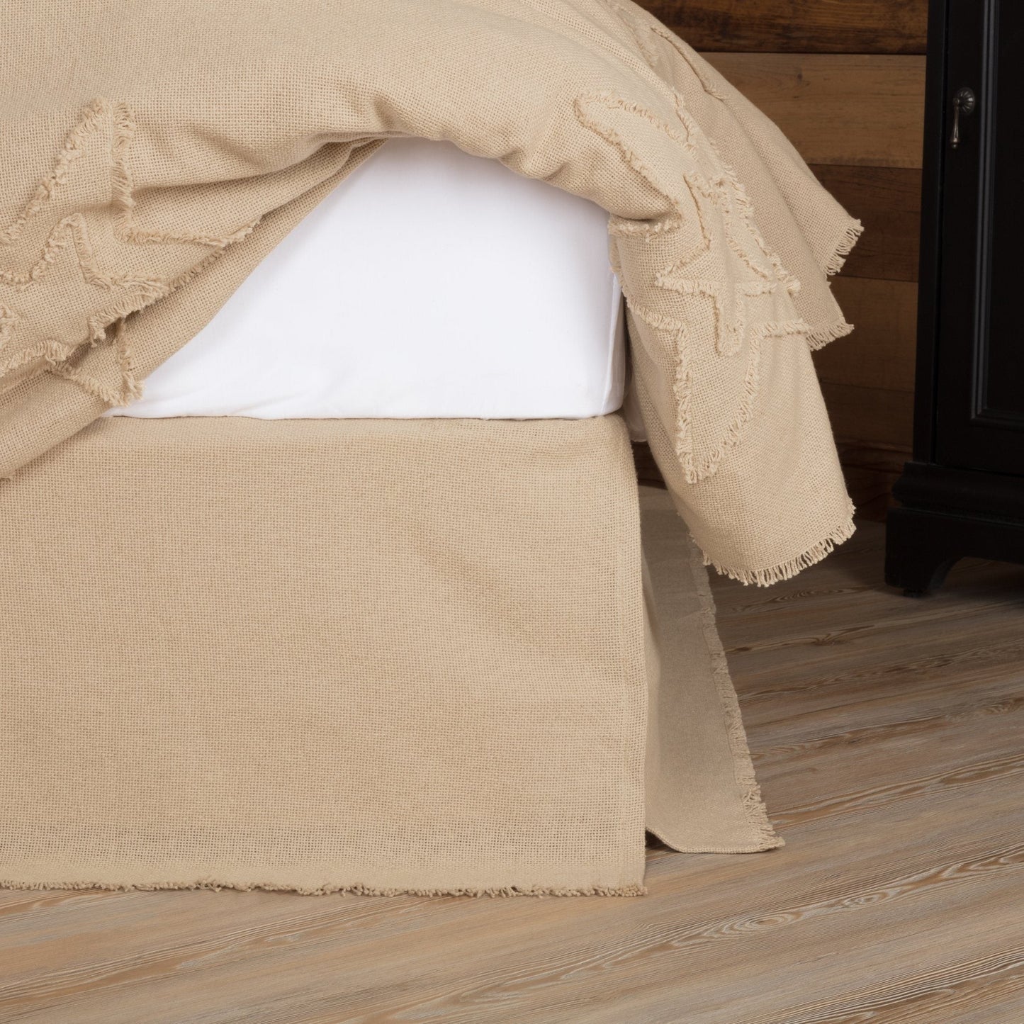 Burlap Vintage Fringed Bed Skirt
