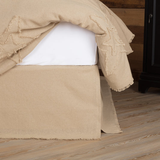 Burlap Vintage Fringed Bed Skirt