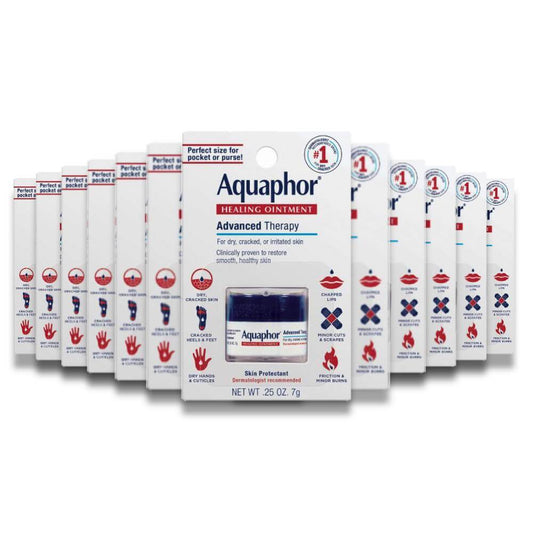 Aquaphor - Mini Jar, Advanced Therapy, Moisturizer, Unscented - 0.25 Oz - 12 Pack