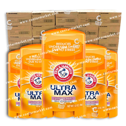 Arm & Hammer Ultra Max Deodorant Powder Fresh, Solid, 1 Oz - 1800 ct -  150 boxes per Pallet