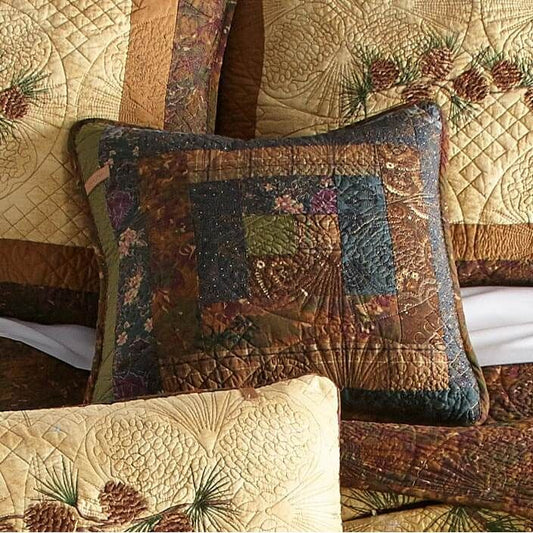 Barn Raising Pinecone Square Pillow