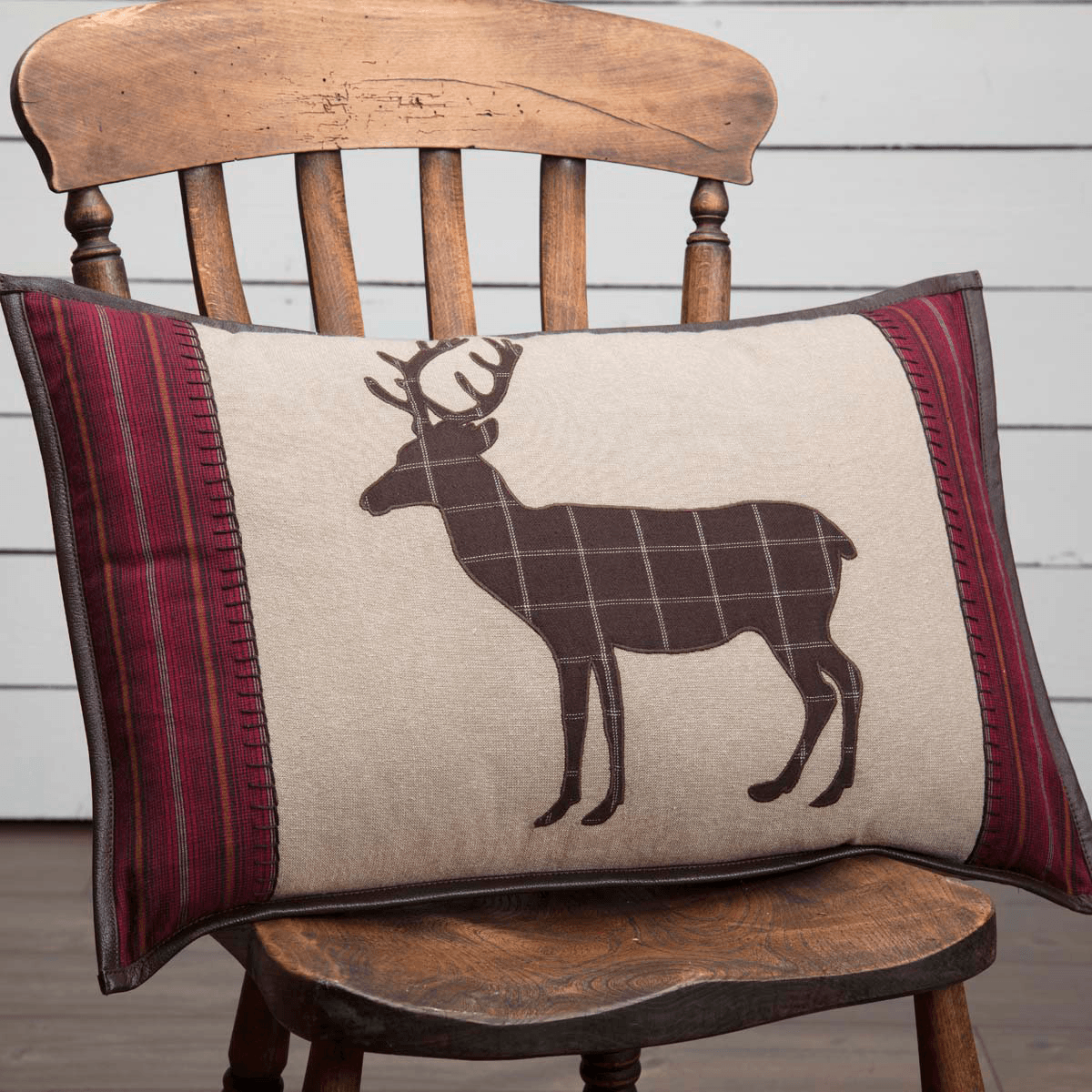 Wyatt Deer Applique Pillow 14x22" Filled Default
