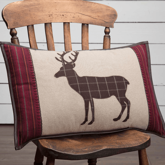 Wyatt Deer Applique Pillow 14x22" Filled Default